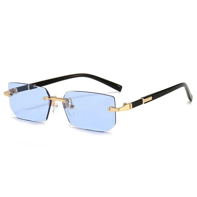 Lovelle Rimless Rectangle Sunglasses – Retro UV400 Y2K Shades