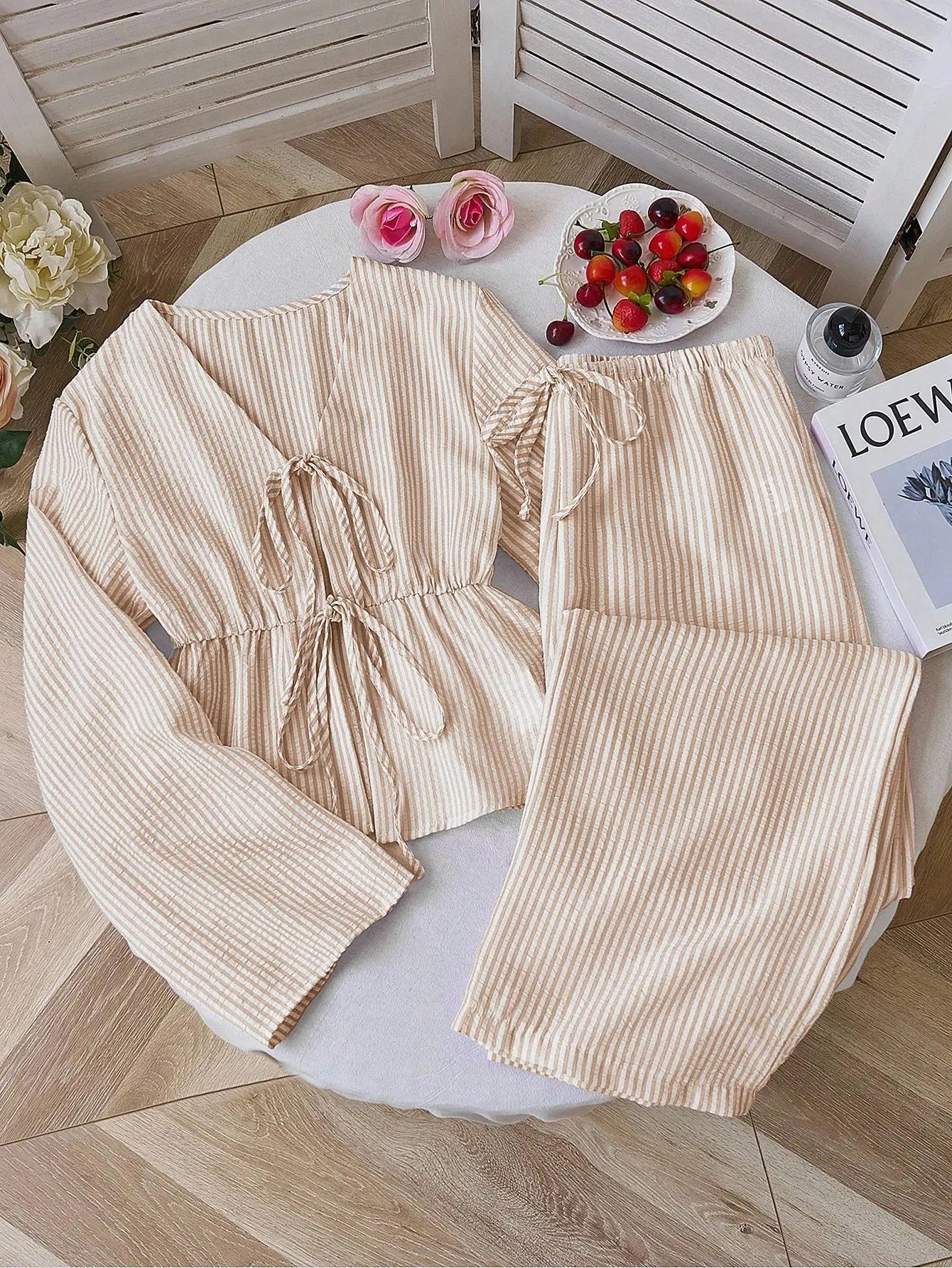 Lovelle Striped Lace-Up 2 Piece Set
