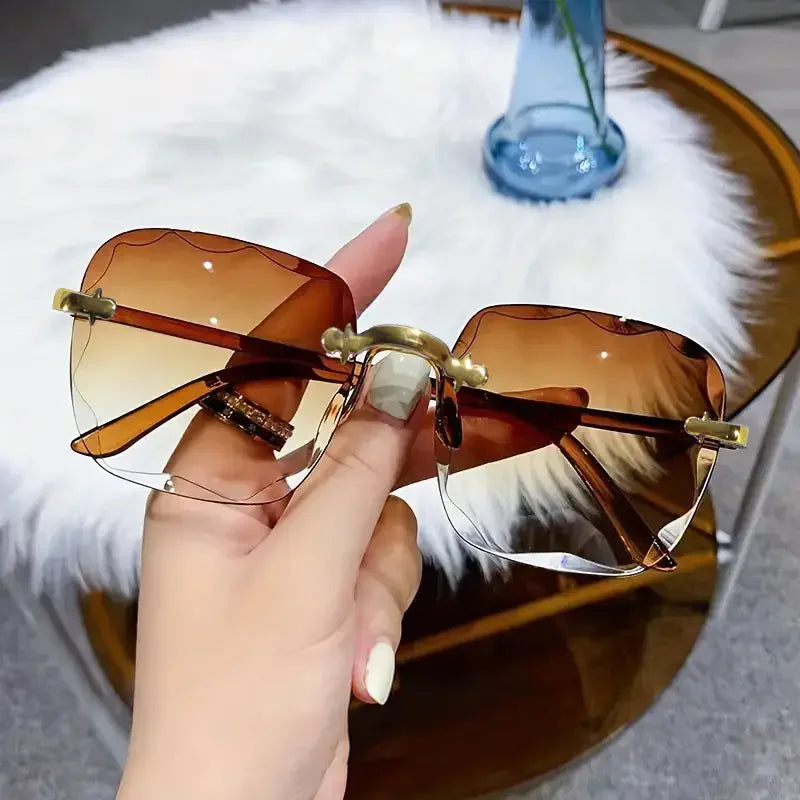 Lovelle Rimless Square Sunglasses – Luxury UV400 Summer Shades