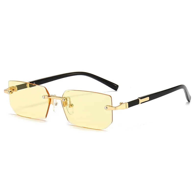Lovelle Rimless Rectangle Sunglasses – Retro UV400 Y2K Shades