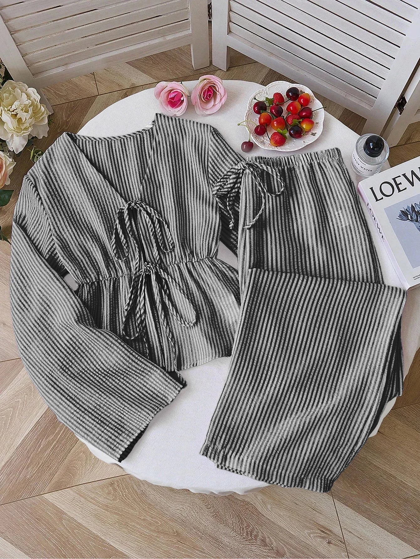 Lovelle Striped Lace-Up 2 Piece Set