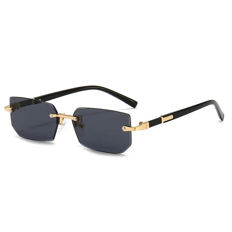 Lovelle Rimless Rectangle Sunglasses – Retro UV400 Y2K Shades