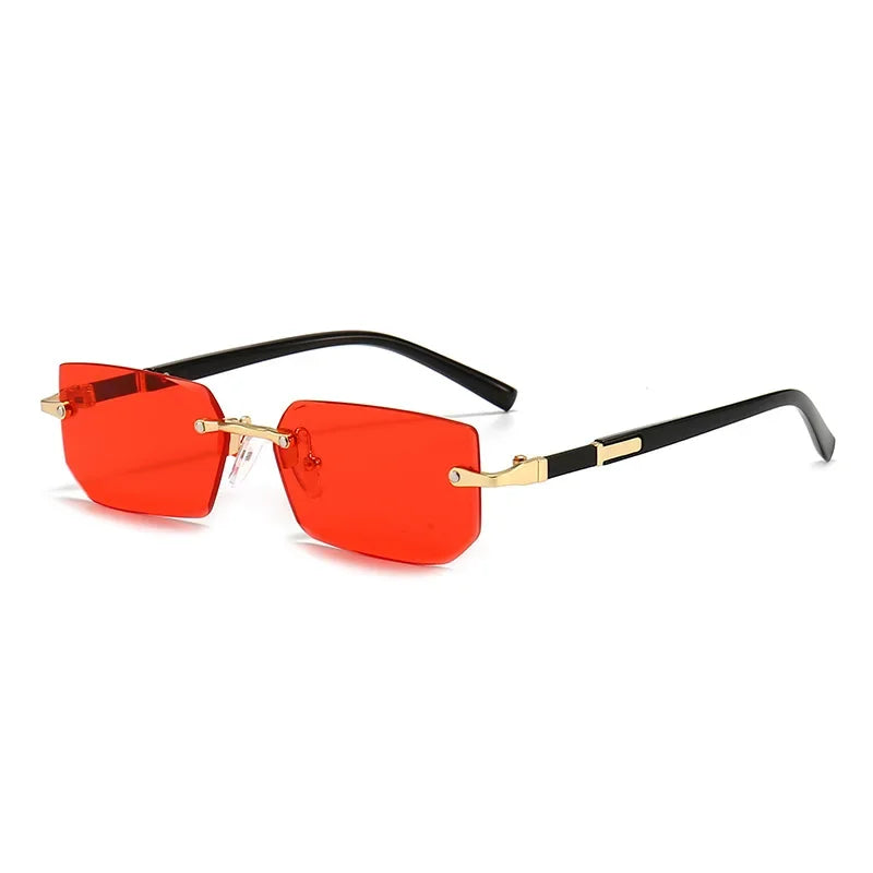 Lovelle Rimless Rectangle Sunglasses – Retro UV400 Y2K Shades