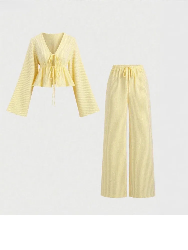 Lovelle Striped Lace-Up 2 Piece Set