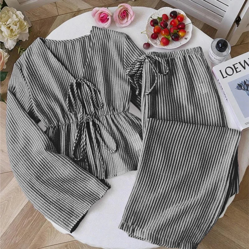 Lovelle Striped Lace-Up 2 Piece Set