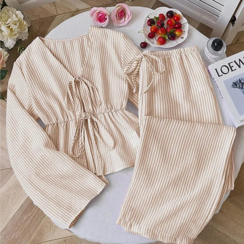 Lovelle Striped Lace-Up 2 Piece Set