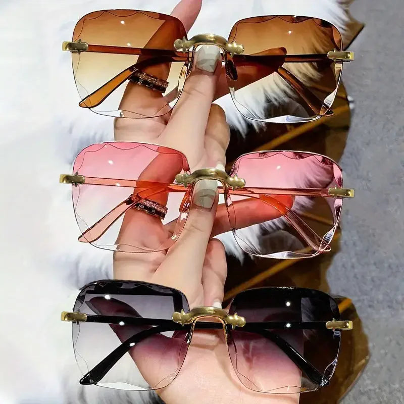 Lovelle Rimless Square Sunglasses – Luxury UV400 Summer Shades