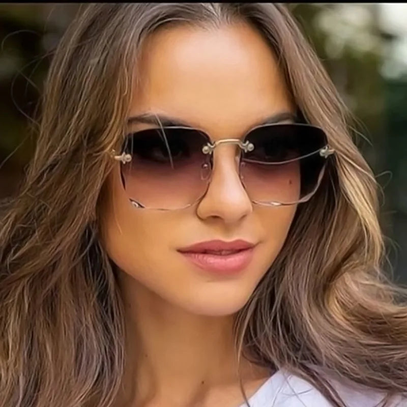 Lovelle Rimless Square Sunglasses – Luxury UV400 Summer Shades