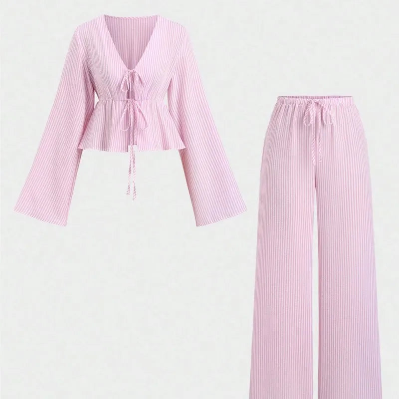 Lovelle Striped Lace-Up 2 Piece Set