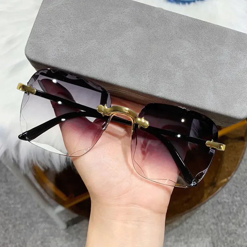 Lovelle Rimless Square Sunglasses – Luxury UV400 Summer Shades