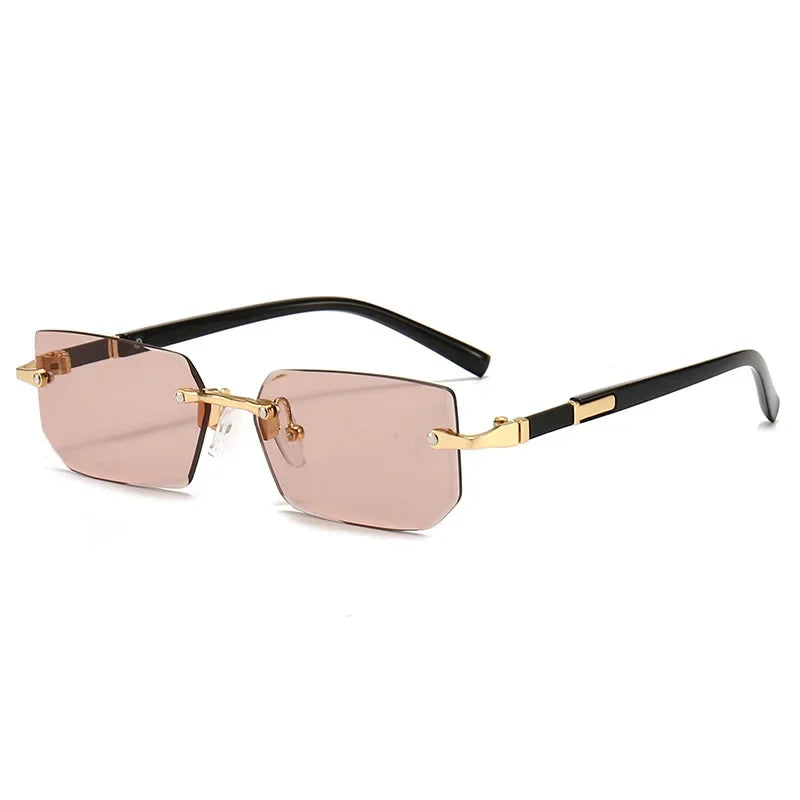 Lovelle Rimless Rectangle Sunglasses – Retro UV400 Y2K Shades