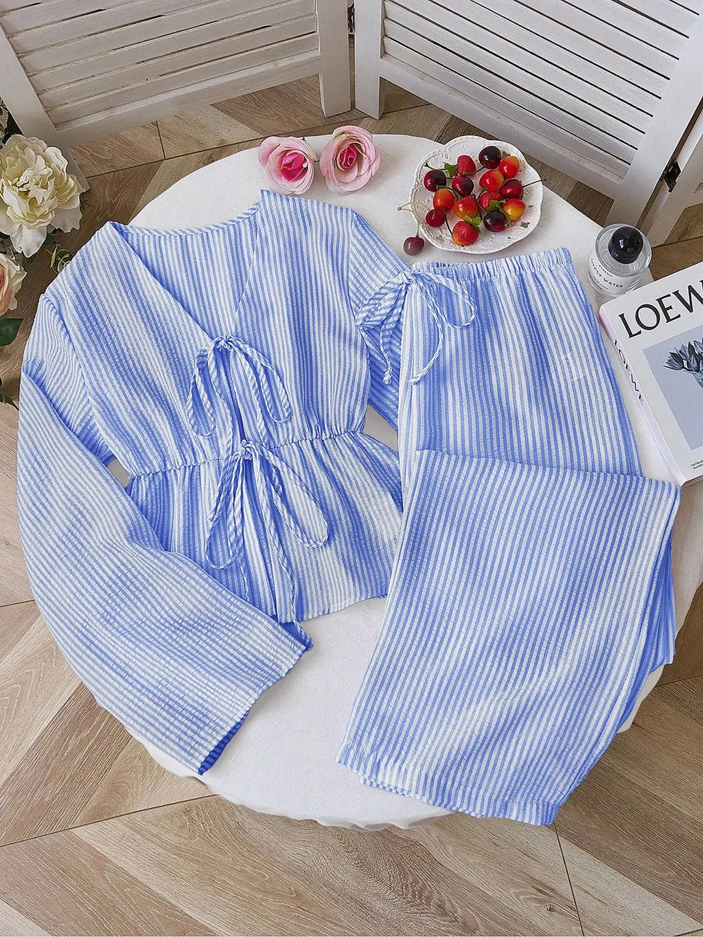 Lovelle Striped Lace-Up 2 Piece Set