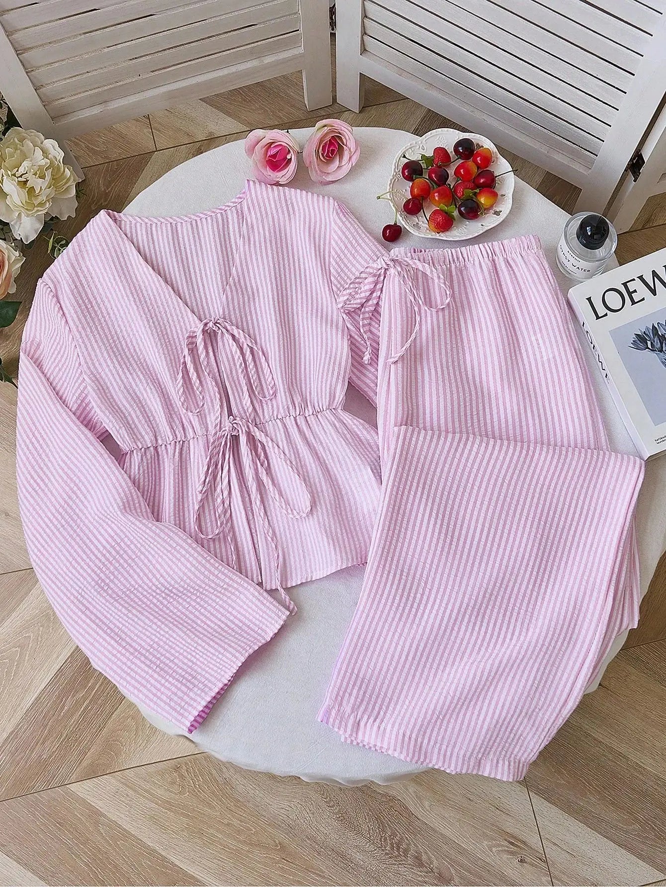 Lovelle Striped Lace-Up 2 Piece Set