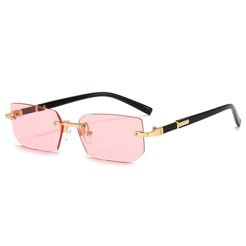 Lovelle Rimless Rectangle Sunglasses – Retro UV400 Y2K Shades