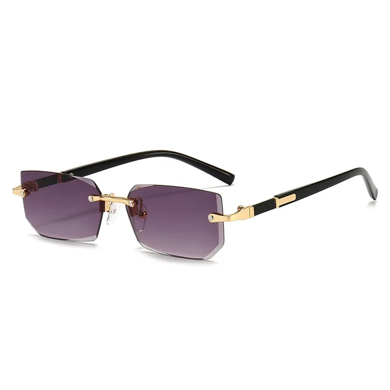 Lovelle Rimless Rectangle Sunglasses – Retro UV400 Y2K Shades