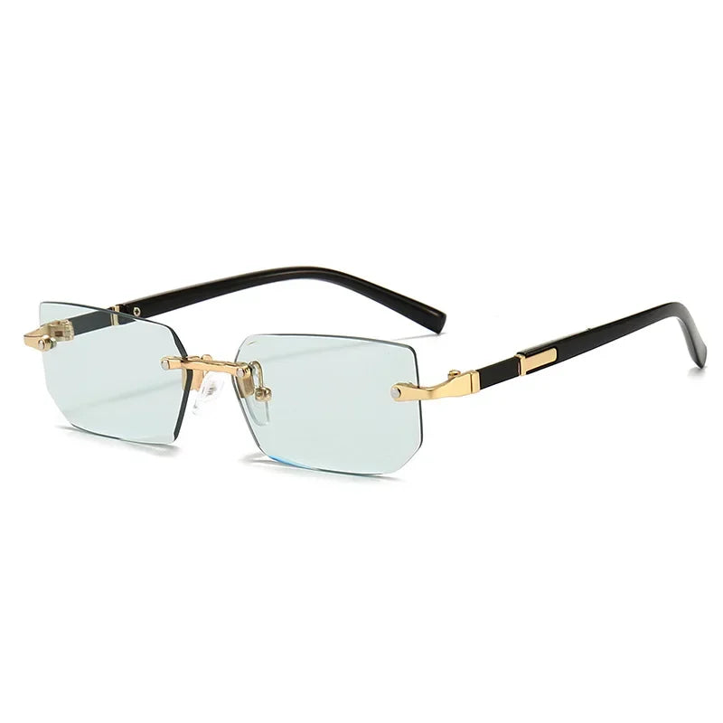 Lovelle Rimless Rectangle Sunglasses – Retro UV400 Y2K Shades