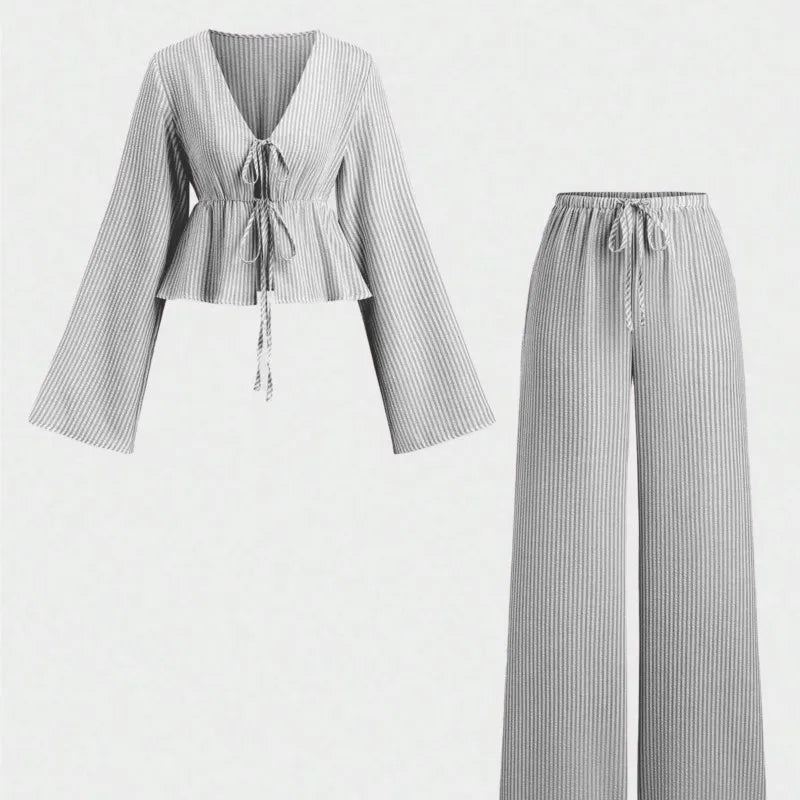 Lovelle Striped Lace-Up 2 Piece Set